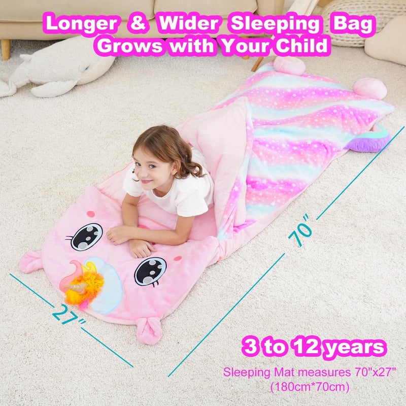 Micling Kid Sleeping Bag with Pillow - Larger Nap Mat - Plush Slumber Bag for Boys Girls Daycare Preschool Kindergarten Birthday Gift Travel Sleepover Ages 3-12 Years - Image 5